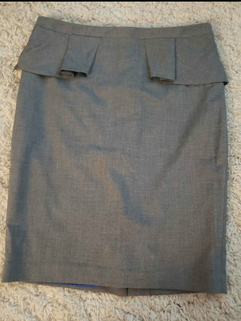 Tahari Gray Pencil Skirt with Peplum Detail